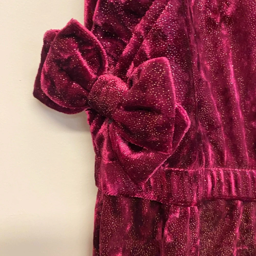 Genuine Kids from Oshkosh Berry Velvet Gold Sparkling Jumpsuit Girls Size 4T